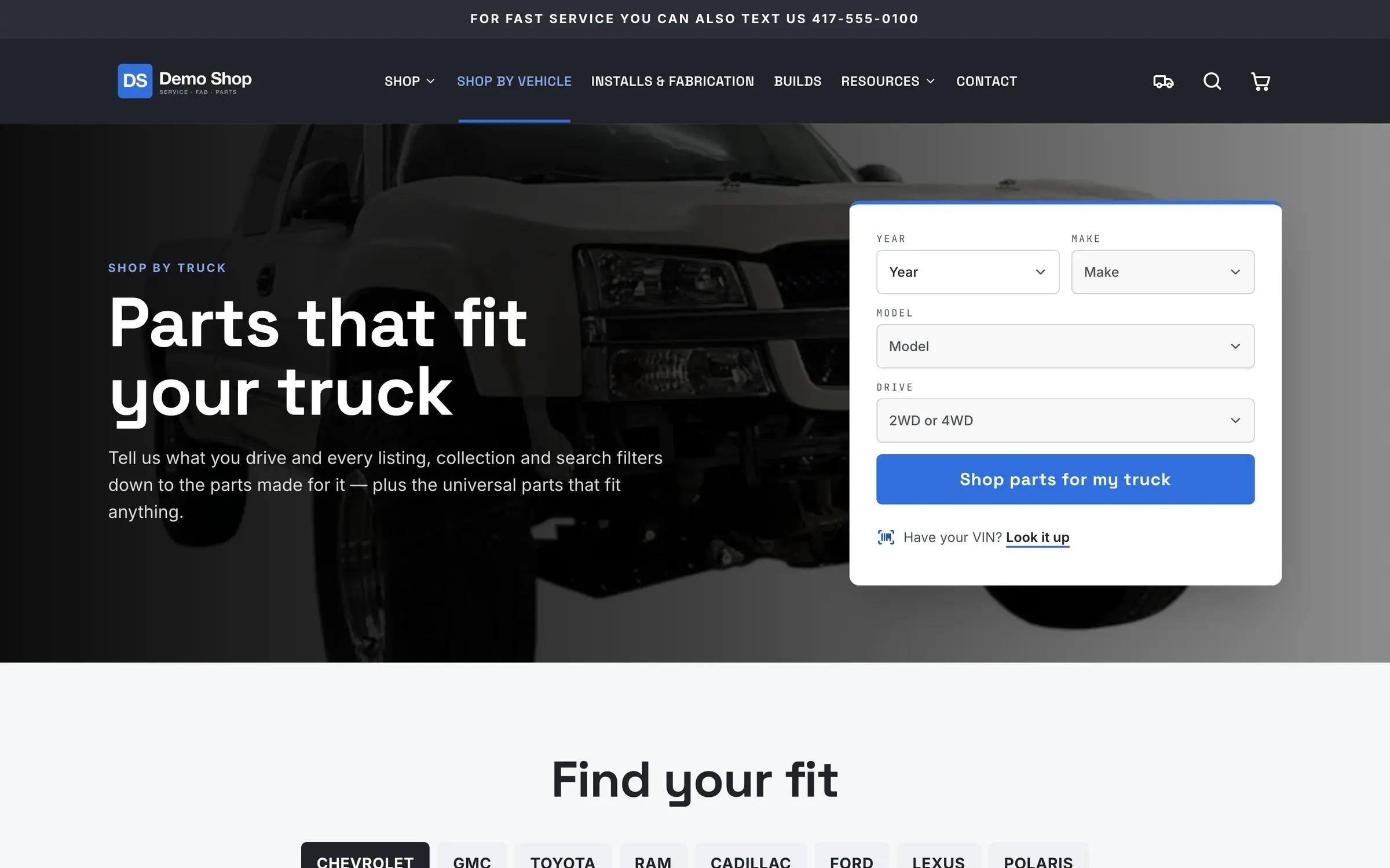 Shop by vehicle: Shoppers pick their truck once and every listing filters to parts that fit.